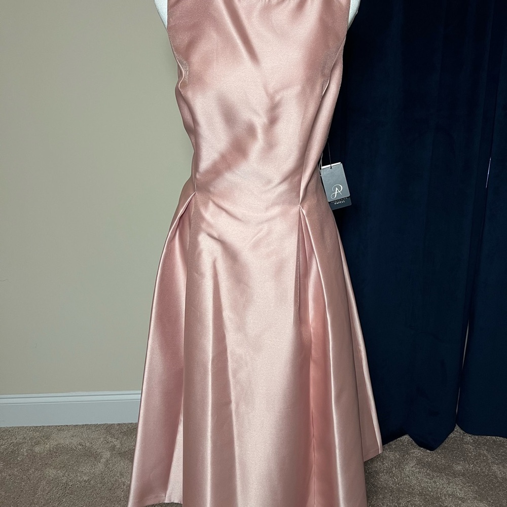 Adrianna Papell Blush Satin Midi Dress